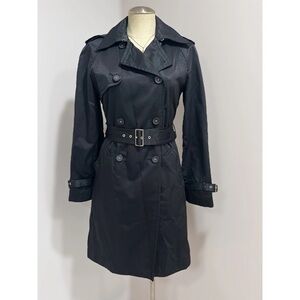 Women's Express Y2K Black Trench Coat EUC!